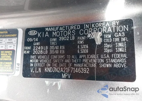 2015 Kia Soul из США, поврежденный, VIN KNDJN2A21F7146392